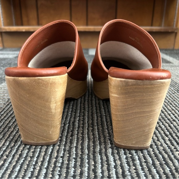 Everlane The Clog Cognac Leather Platform Clogs Wedge Heel Mules Shoes Sz 10 - Picture 9 of 12
